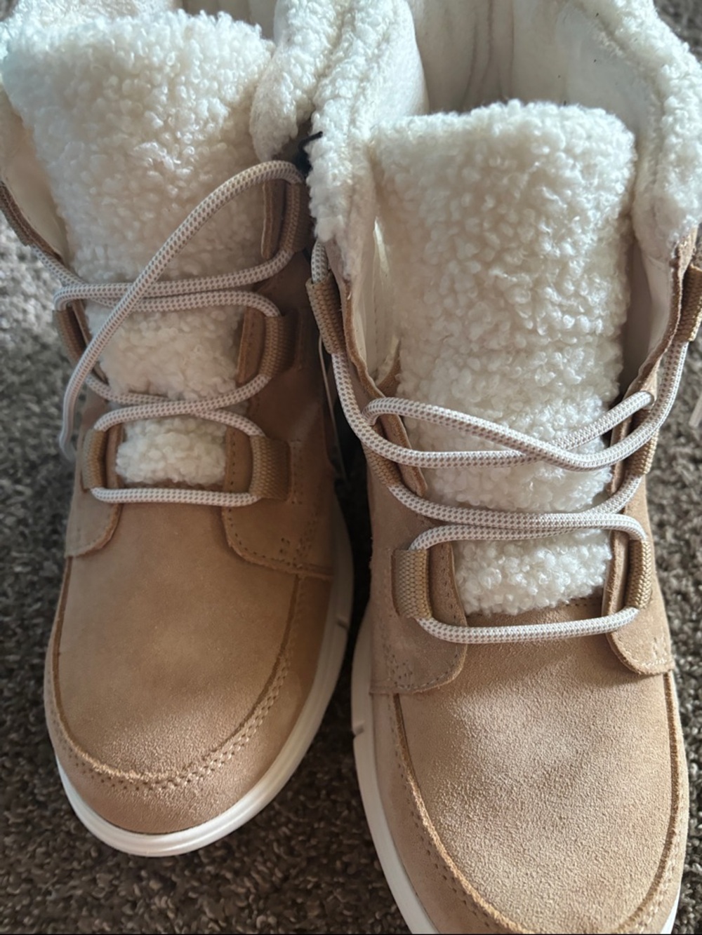 NWT Sorel Tan Suede Insulated Shearling Lace-Up Boots 9.5 - Picture 6 of 6